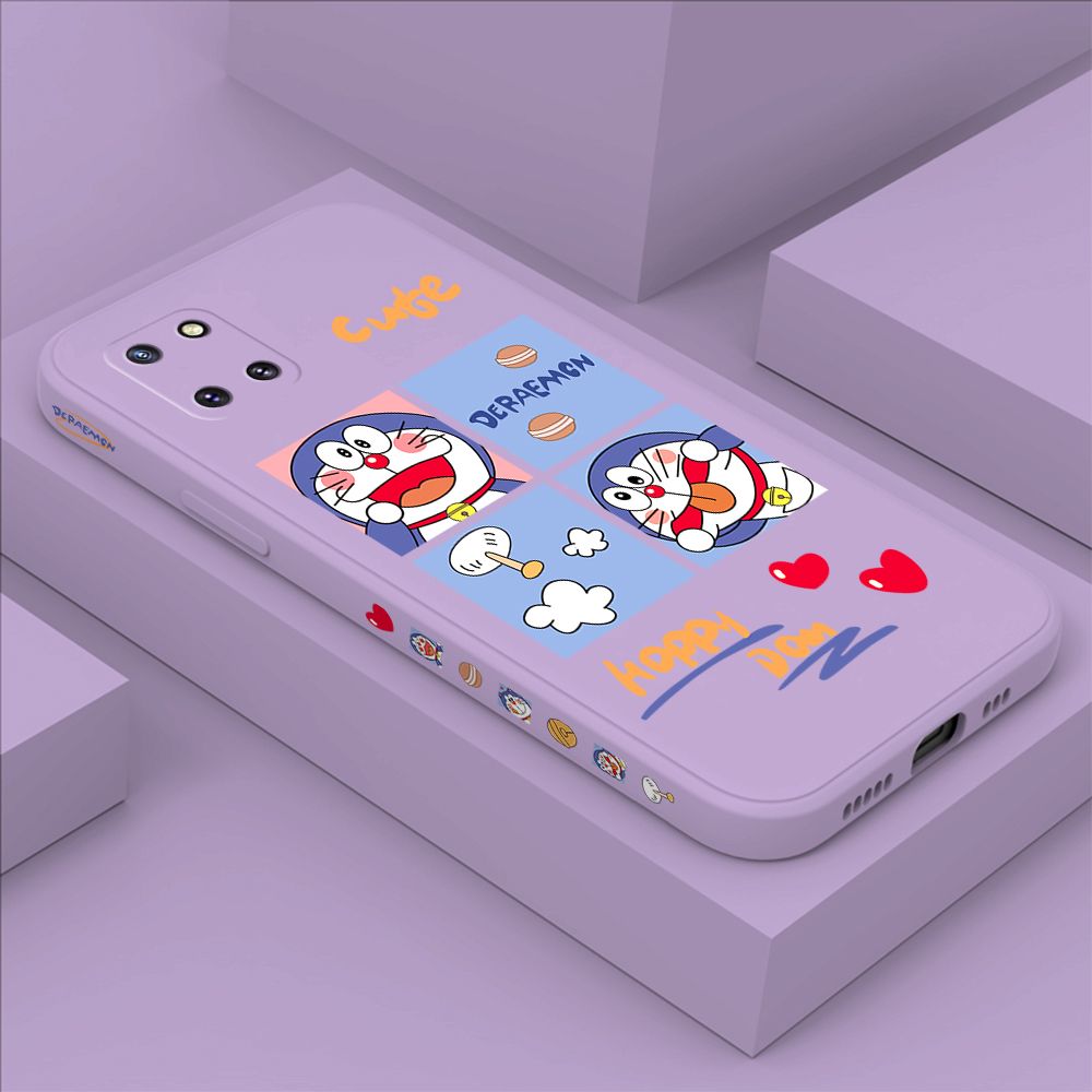 Hontinga for Samsung Note10 Lite Case Side Design Cartoon Cute Cat Back Cover Soft Square Edge Pattern Liquid Silicone Trend Phone Cases
