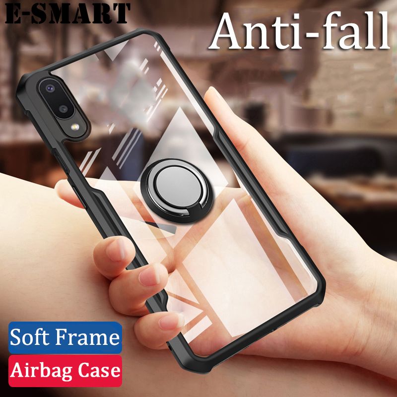 Phone Case Samsung Galaxy A02 Back Cover Magnetic Transparent Clear Armor Ring Shockproof Back Cover for Samsung A02 Case