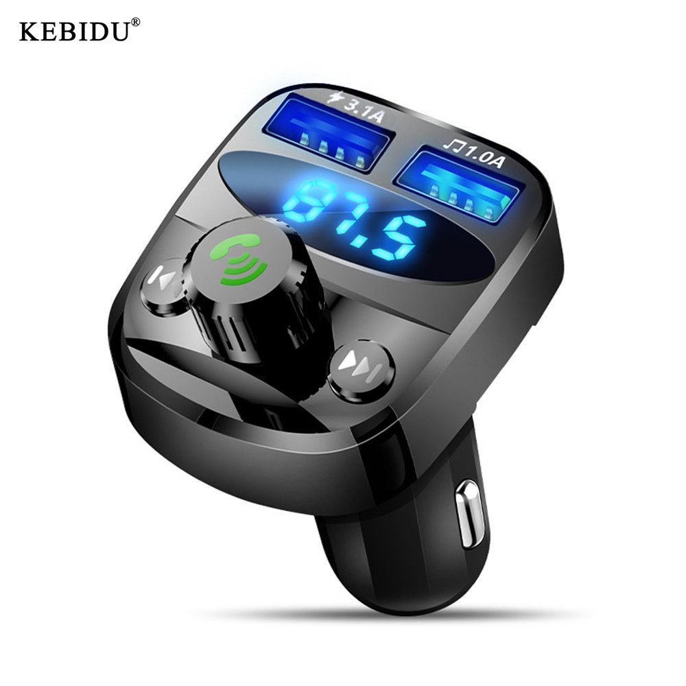 Kebidu Handsfree Car FM Transmit MP3 Player Adapter Dual USB Ports Fast Charge Car Charger