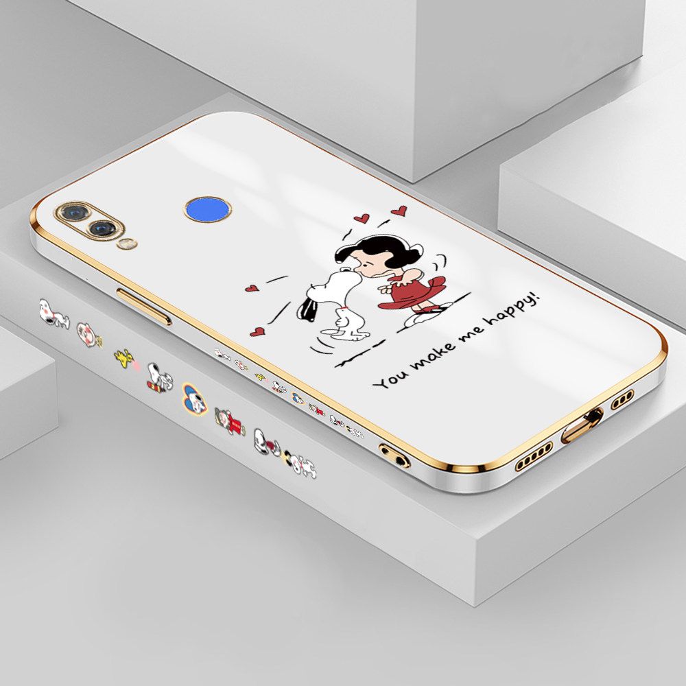 Jizetin (Free Lanyard) Huawei Nova 3 Case Cute Puppy Little Girl Luxury 6D Plating Soft Casing Silicone Ultra Thin Phone Cover