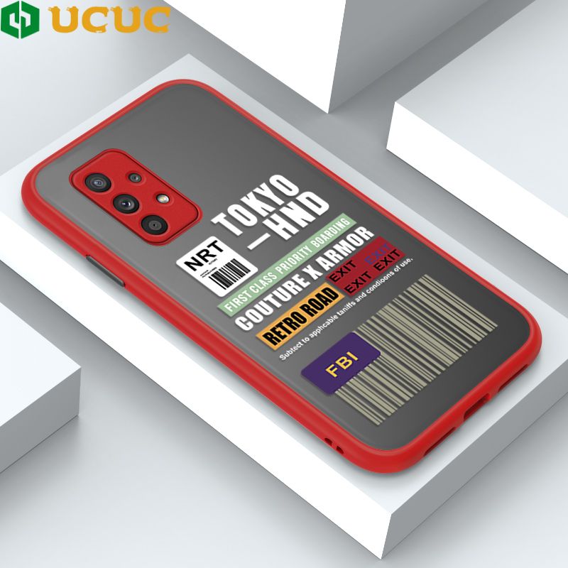UCUC for Samsung Galaxy A52S 5G / A52 / A52 5G Back Cover FBI Sticker Frosted Transparent Hard Phone Case Thin Shockproof Full Cover Camera Protect Case