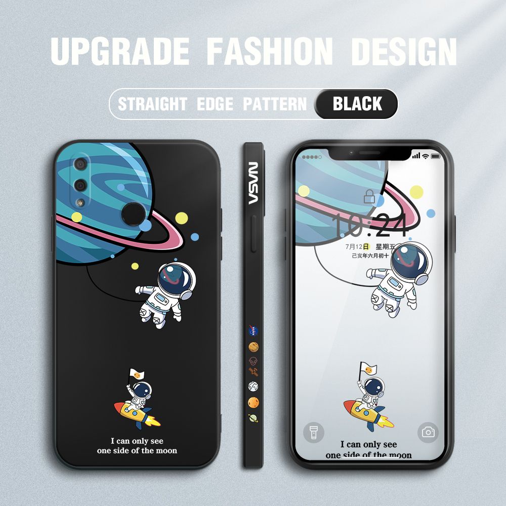 FHKL for Huawei Y9 2019 Back Cover Cartoon Astronaut Side design Soft Case Multicolor Liquid Silicone Phone Cases