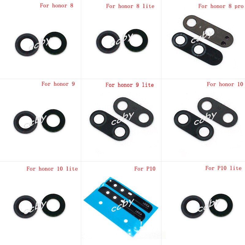 10pcs Camera Glass Lens For Huawei Honor 8 Pro Lite 8S 9 10 P10 Rear Bcak Glass Cover With Adhesive Sticker Parts