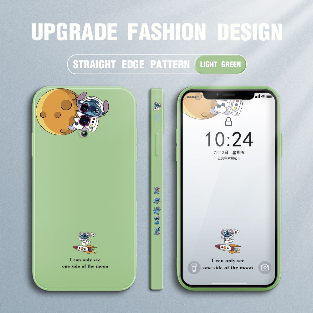 Jizetin for OPPO Reno Case Side Design Phone Cover  Astronaut Stitch Cover Square Edge Pattern Liquid Silicone Trend Case