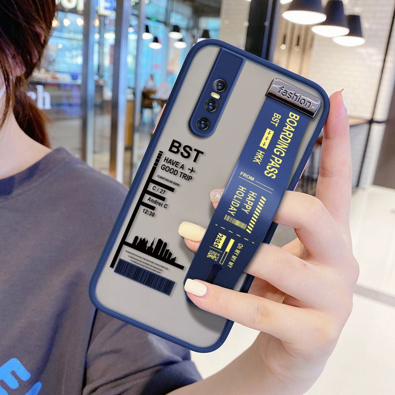 UCUC for VIVO V15 Pro Wrist Strap Case Creative Printing City Landscape Wristband Printing Cover Shockproof Frosted Phone Case