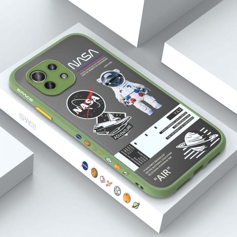 ZeroQiQi for Xiaomi Mi 11 Lite 5G Case Creative Cartoon Astronaut Side Printed Pattern Design Phone Cover Frosted Transparent Ultra Thin Protective Phone Case