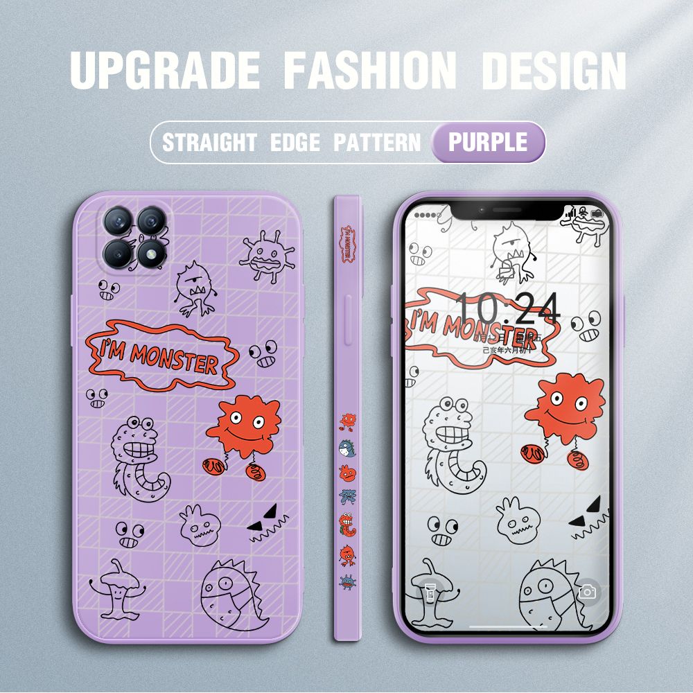 Jizetin for OPPO Reno4 SE Case Side Design Phone Cover Printed Text “I Am Monster ” Cover Square Edge Pattern Liquid Silicone Trend Case