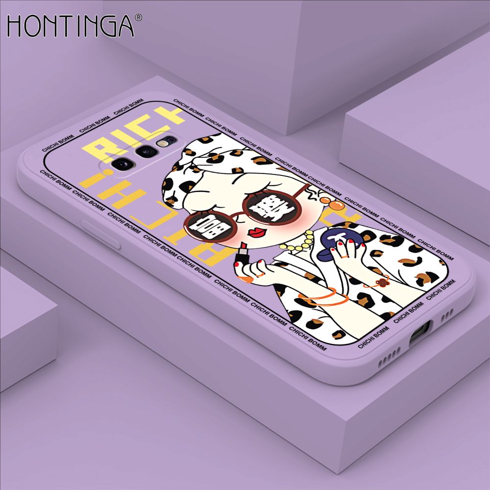 Hontinga for Samsung S10E Case Fashion Sunglasses Rich Girl Phone Case Phone Case Soft Square Edge Silicone Cases Full Lens Cover Shockproof Protection Cover