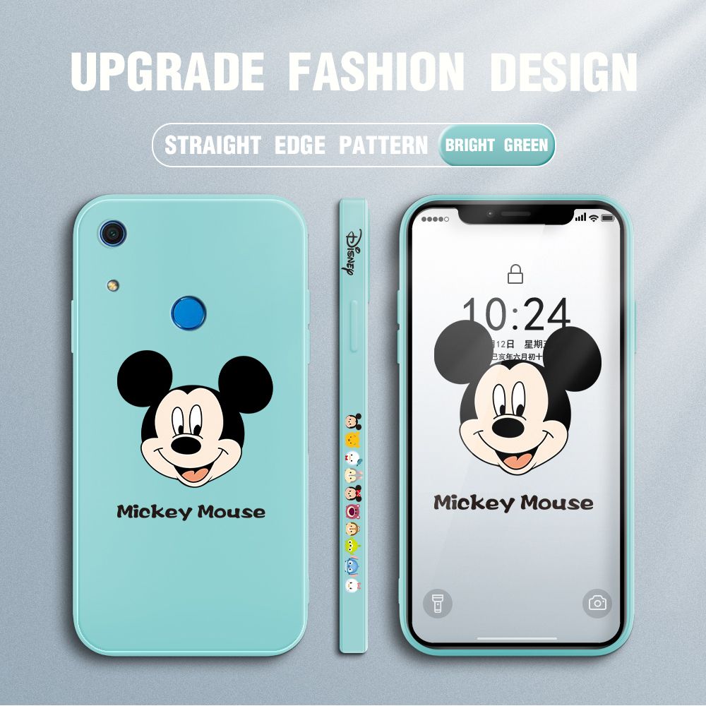 Jizetin for Huawei Y6S Case Creative Cartoon Mouse Avatar Side Design Phone Case Square Edge Pattern Liquid Silicone Cases Full Cover Camera Shockproof Protective Case