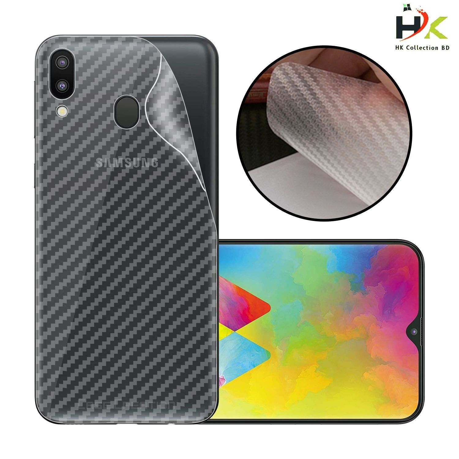 Samsung Galaxy M10s Carbon Fiber Sticker Vinyl  Back Poly Skin Protector