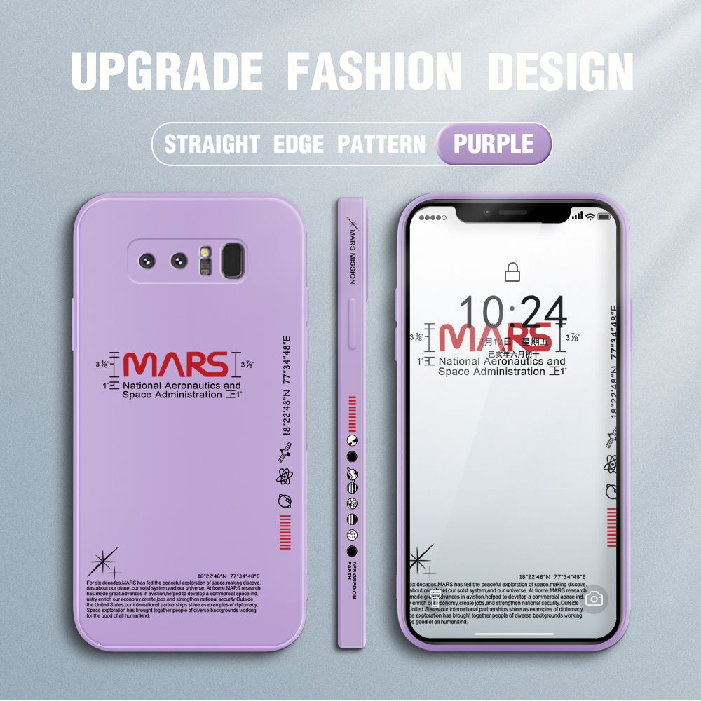 Jizetin for Samsung Galaxy Note 8 Case New NASA Design Side Design Phone Case Square Edge Pattern Liquid Silicone Cases Full Cover Camera Soft Protection Case