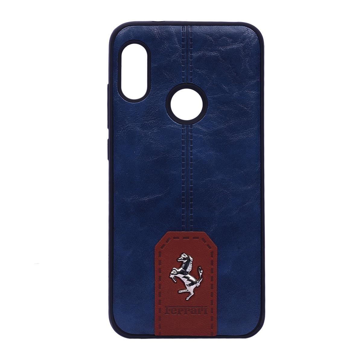 Ferrari Leather Back Case For Mi 6X/A2 - Blue