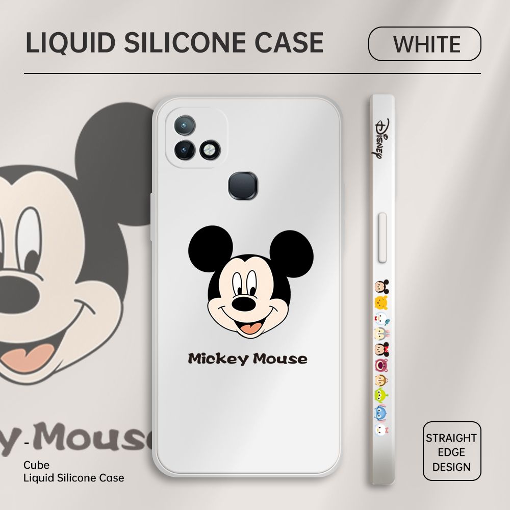 Jizetin for Infinix Hot 10i / Smart 5 Pro Back Cover Mickey Mouse Soft Multicolor Square Liquid Phone Case Full Camera Shockproof Protection Silicone Phone Cases