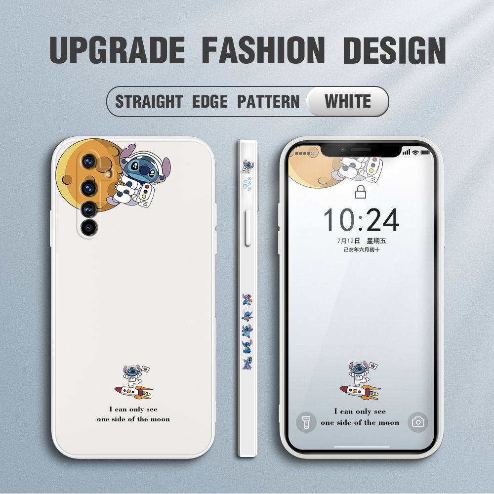 Jizetin for Realme X50 Pro 5G Case Side Design Phone Cover  Astronaut Stitch Cover Square Edge Pattern Liquid Silicone Trend Case