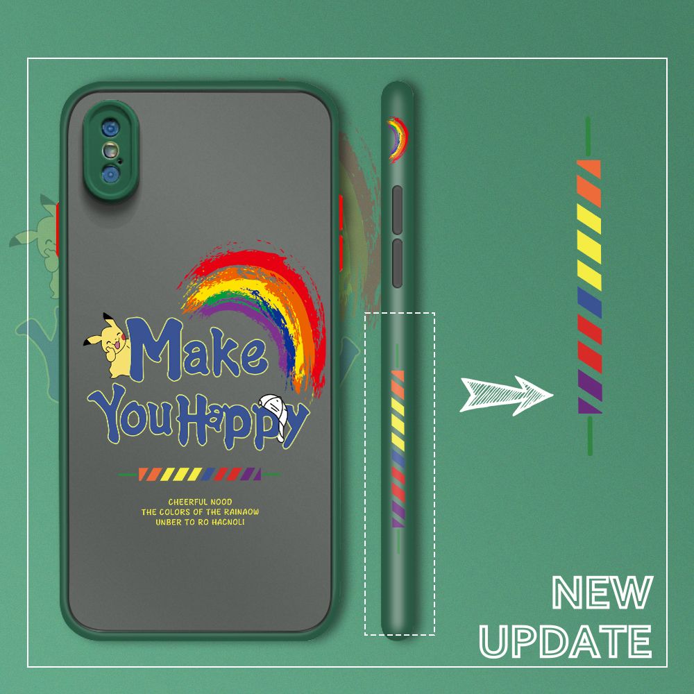 UCUC for iPhone XS MAX Back Cover Rainbow Pikachu Side Printed Design Phone Case Ultra Thin Frosted Cover Shockproof Phone Cover