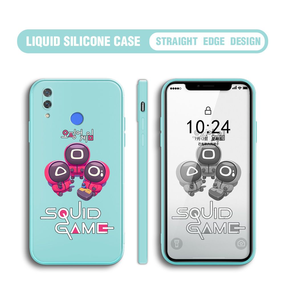 Jizetin for Huawei Nova 3i Case Cute Cartoon Cute Squid Character Phone Cover Square Liquid Silicone Shockproof Phone Protective Case