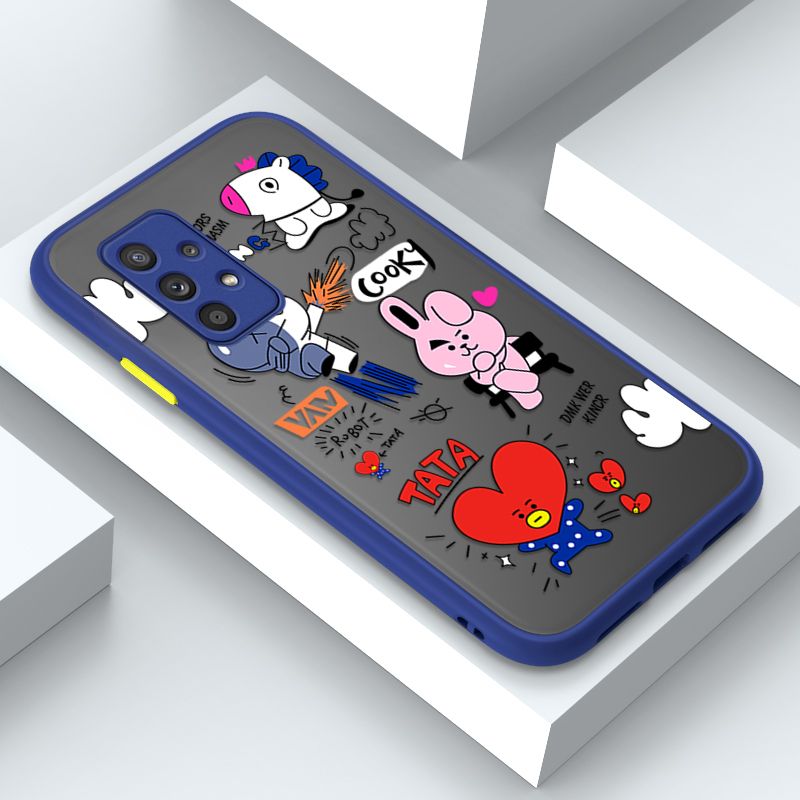 Jizetin for Samsung A52 / A52 5G / A52S 5G Cover BTS Animation Image Soft Edge Frosted Transparent Phone Case
