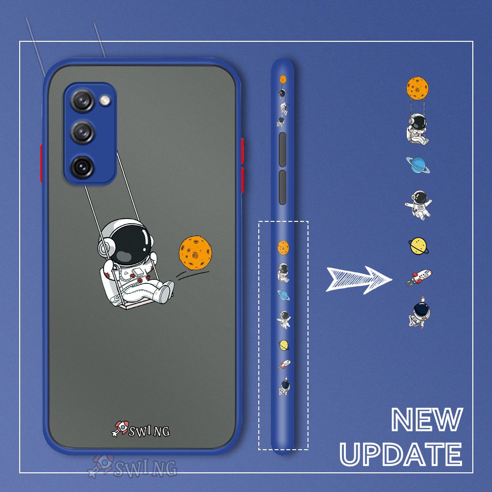 UCUC for Samsung Galaxy S20 FE 4G / 5G Back Cover Swing Astronaut Side Printed Design Phone Case Ultra Thin Frosted Cover Shockproof Phone Cover