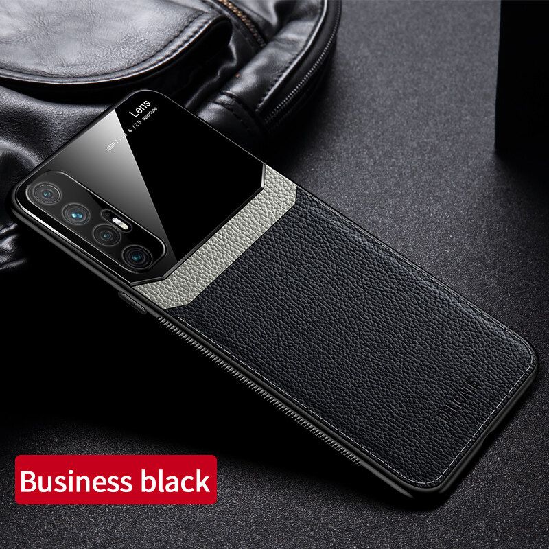 For Xiaomi Mi 10S Business Slim Hybrid Leather TPU Bumper Glass Lens Protective Case Cover