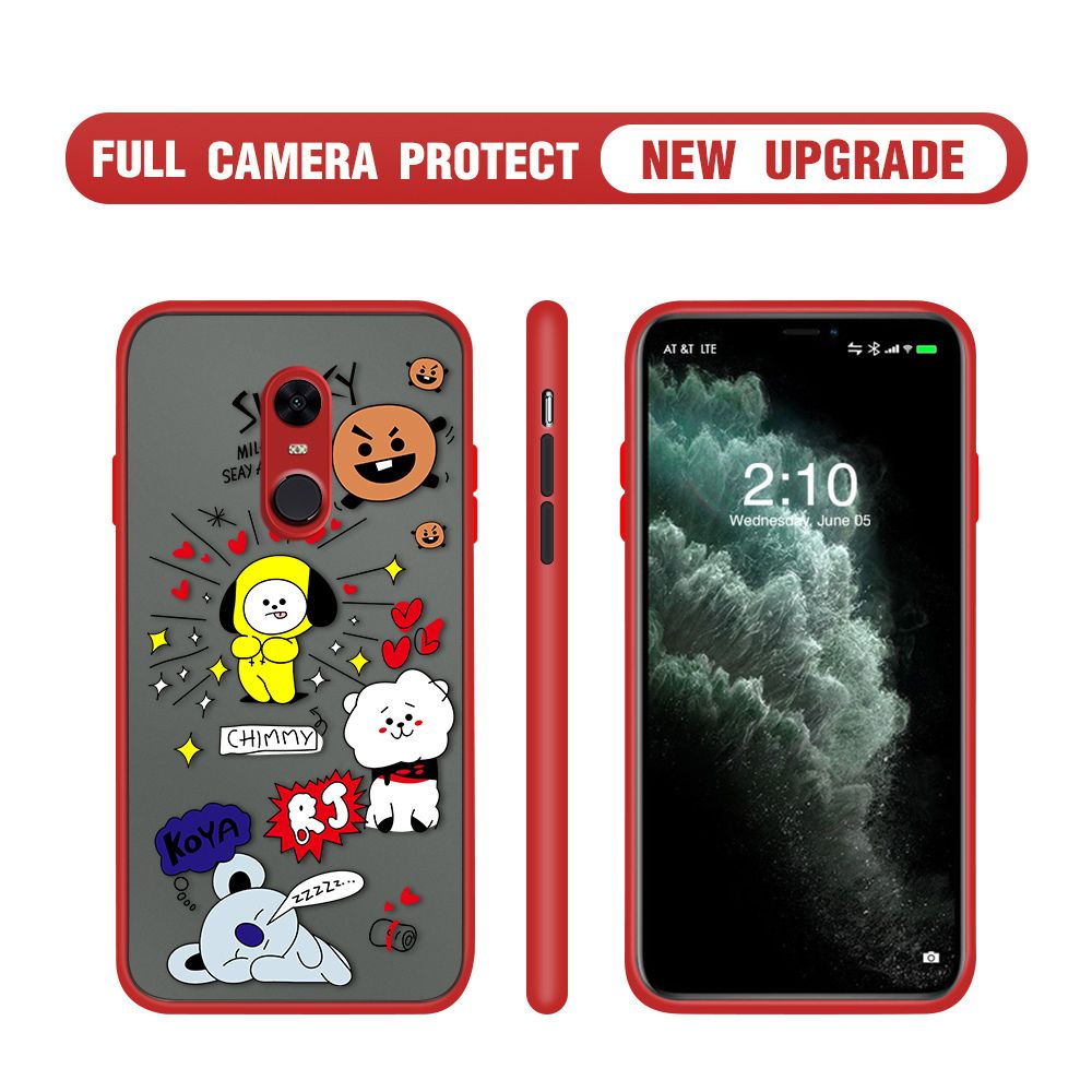 Hontinga for Redmi 5 Plus Case Cute Cartoon Animals Camera Shockproof Protection Casing Edge Frosted Transparent Phone Cover