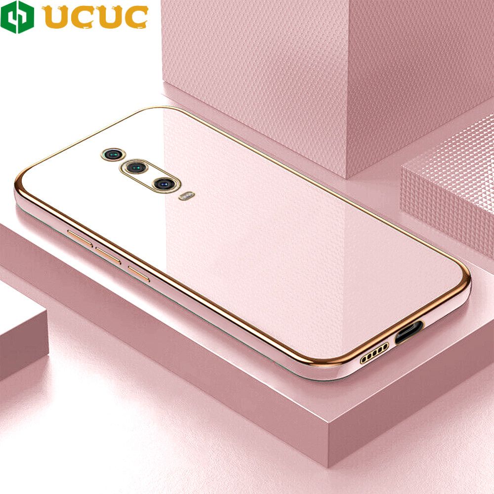 UCUC for Xiaomi Mi 9T / 9T Pro / Redmi K20 / K20 Pro Back Cover + Free Lanyard Colour Luxury 6D Plating Case Side Pattern Soft Silicone Square Phone Cases