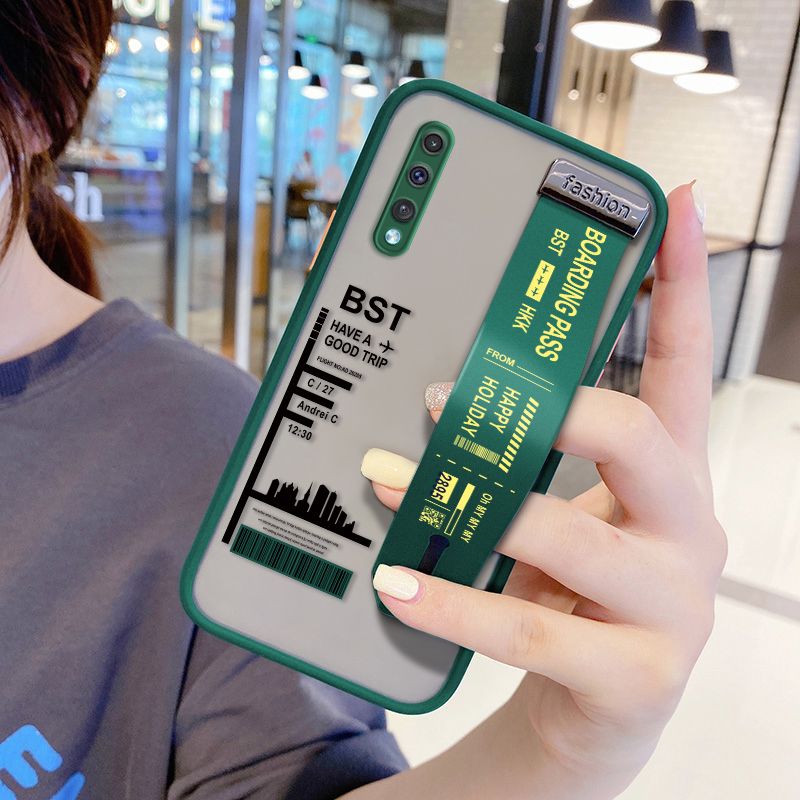 UCUC for Samsung Galaxy a70 Wrist Strap Case Creative Printing City Landscape Wristband Printing Cover Shockproof Frosted Phone Case