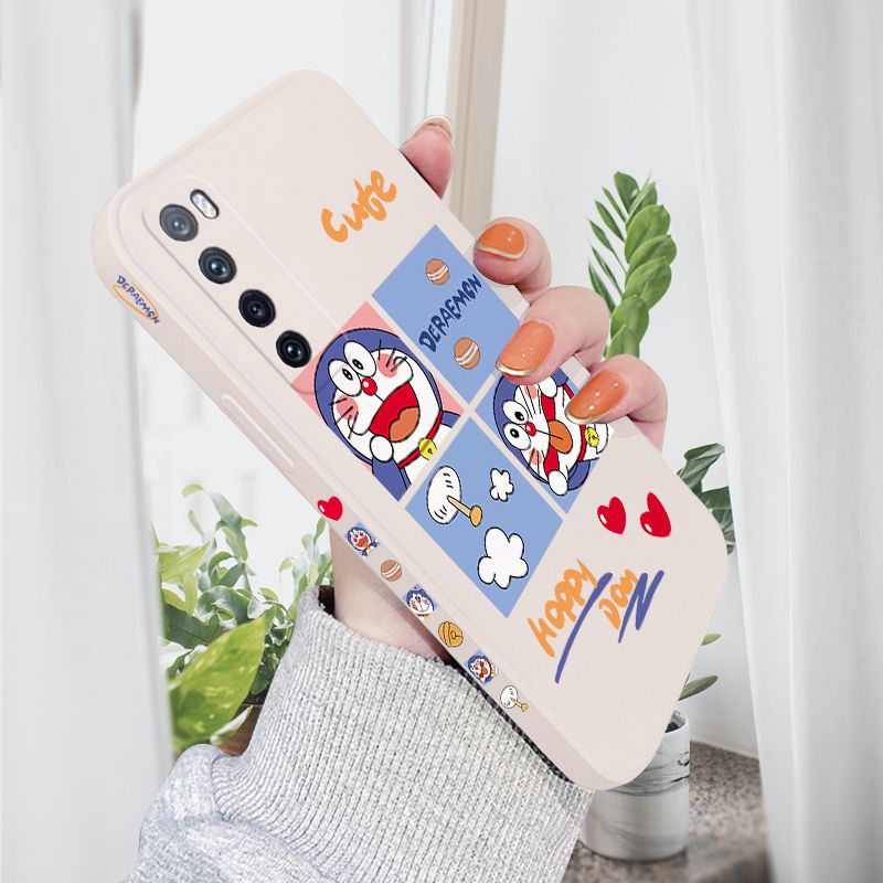 AMORVOR for Huawei Nova 7 Back Cover Cute Happy Cartoon Side design Soft Case Multicolor Liquid Silicone Phone Cases