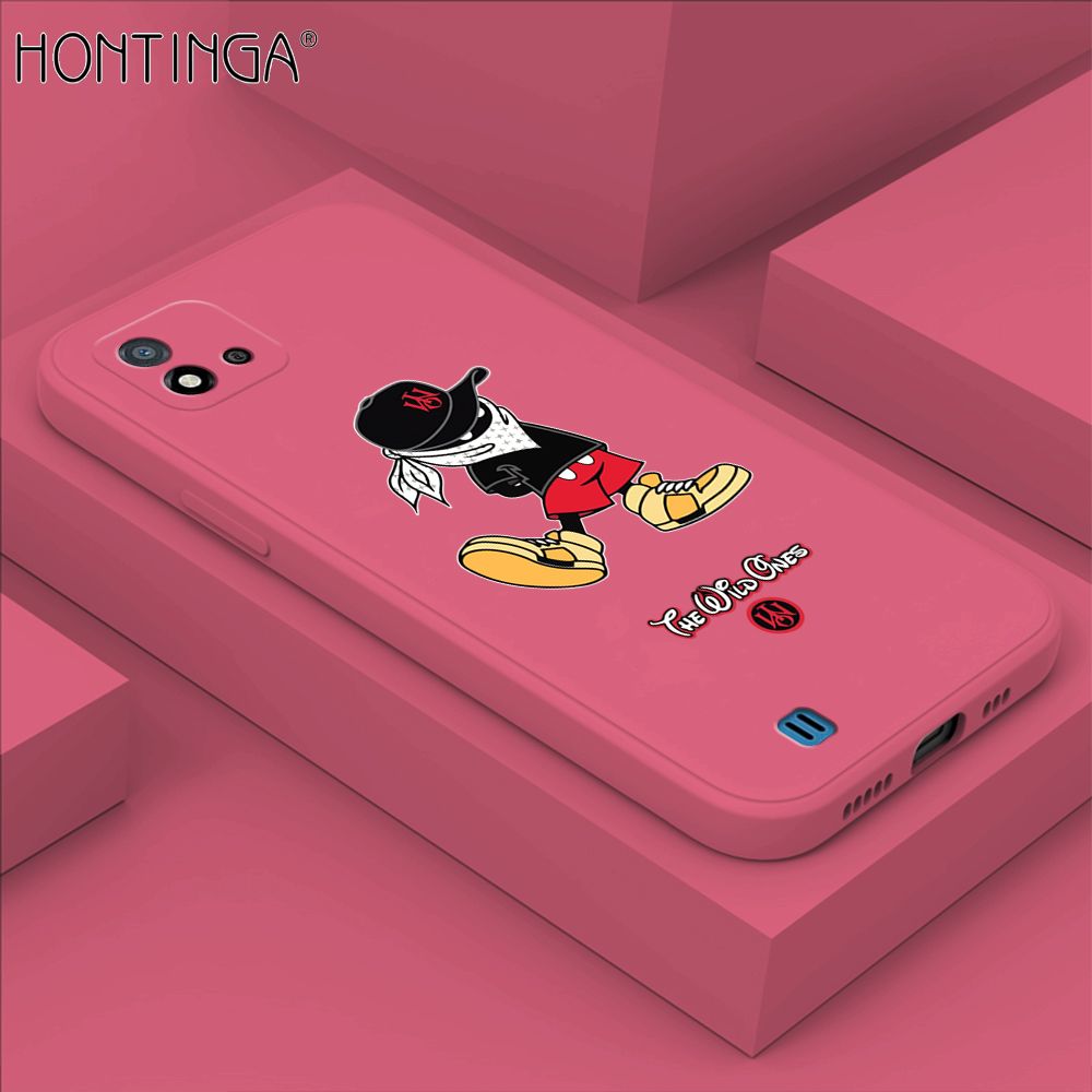 Hontinga for Realme C20 C20A C11 2021 Case Cartoon Masked Mouse Phone Case Soft Square Edge Silicone Cases Full Lens Cover Shockproof Protection Cover