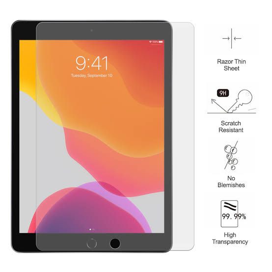 For Apple iPad 10.2 (2020) 10.2 inches Clear Screen Protector Tempered Glass Protector Gorilla Glass Transparent Clear Compatible with A2428, A2429, A2270, A2430 (8th generation) (9th generation) (ipad 7th generation)  (ipad air 3)