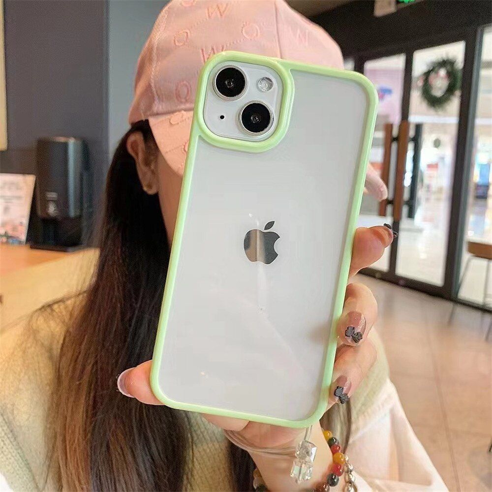 Shockproof Armor Color Bumper Clear Case For iPhone 13 12 11 Pro Max XR X XS 7 8 Plus SE2 Mini Luxury Soft Frame Hard Back Cover