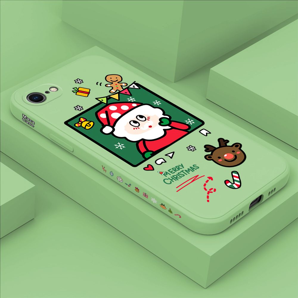 ZeroQiQi for iPhone 8 Case Santa Claus Christmas Gifts Side Printing Cases Soft Liquid Silicone Phone Cover
