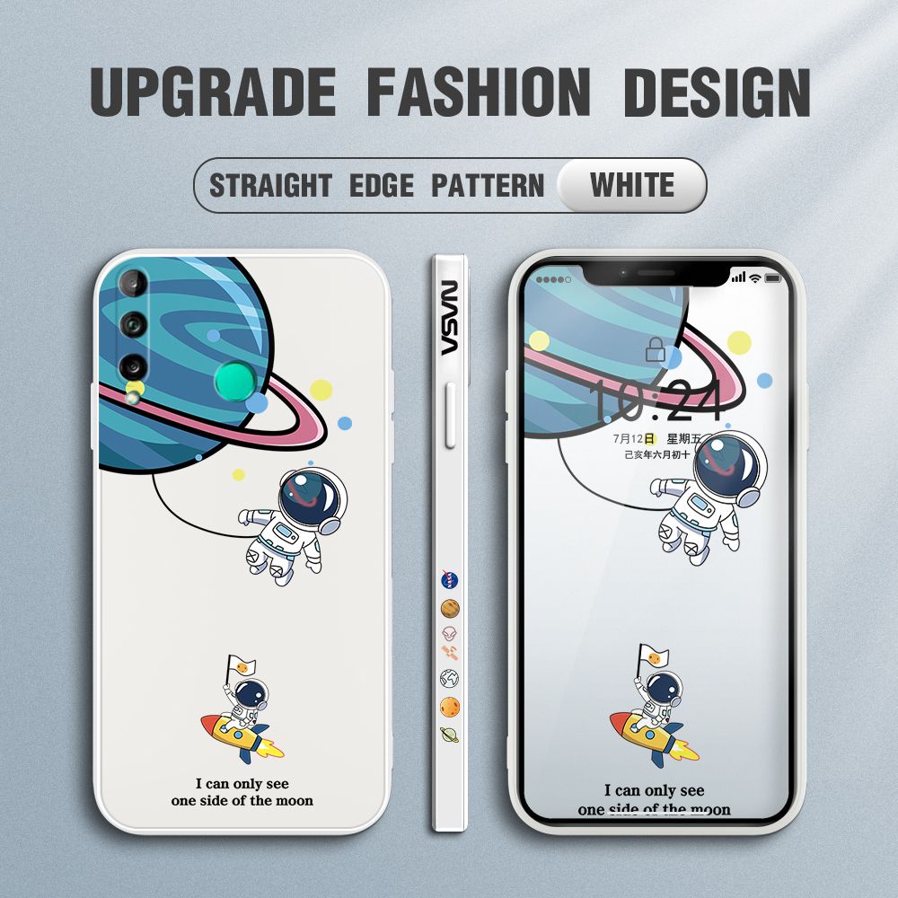 FHKL for Huawei Y7P Back Cover Cartoon Astronaut Side design Soft Case Multicolor Liquid Silicone Phone Cases