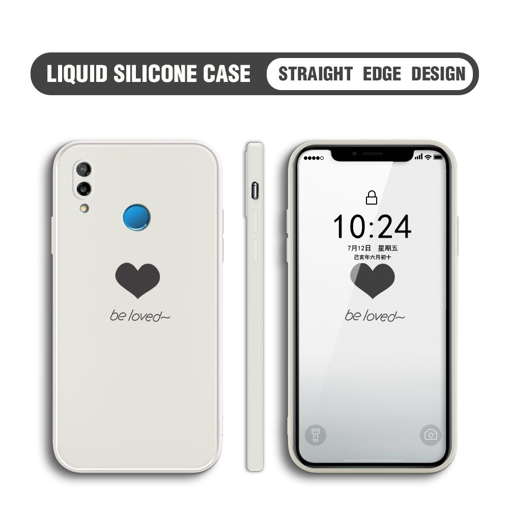 Jizetin for Huawei Nova 3E / P20 Lite Back Cover Little Love Multicolor Liquid Silicone Phone Case Soft Square Lens Protection Phone Cases