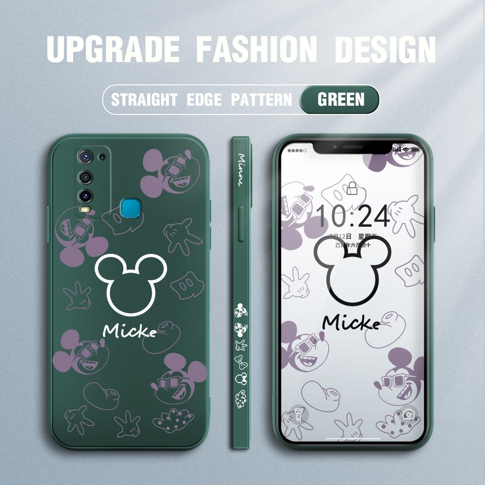 Jizetin for Vivo Y50 Y30 Y30i Case Creative Printing Pattern Side Design Phone Case Square Edge Pattern Liquid Silicone Cases Full Cover Camera Shockproof Protective Case