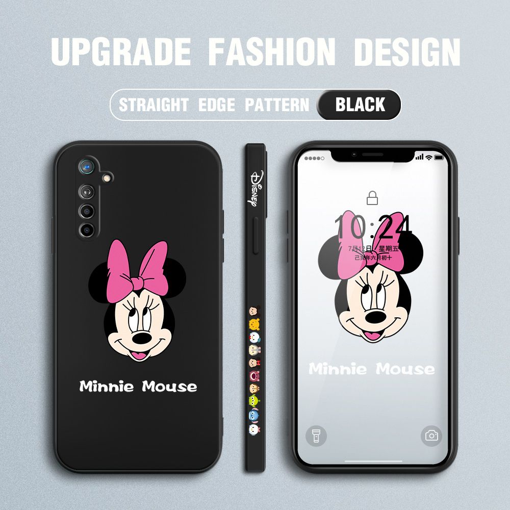 Jizetin for Realme X2 / Realme XT Case Minnie Mickey Mouse Design Side Design Phone Case Square Edge Pattern Liquid Silicone Cases Full Cover Camera Shockproof Protective Case