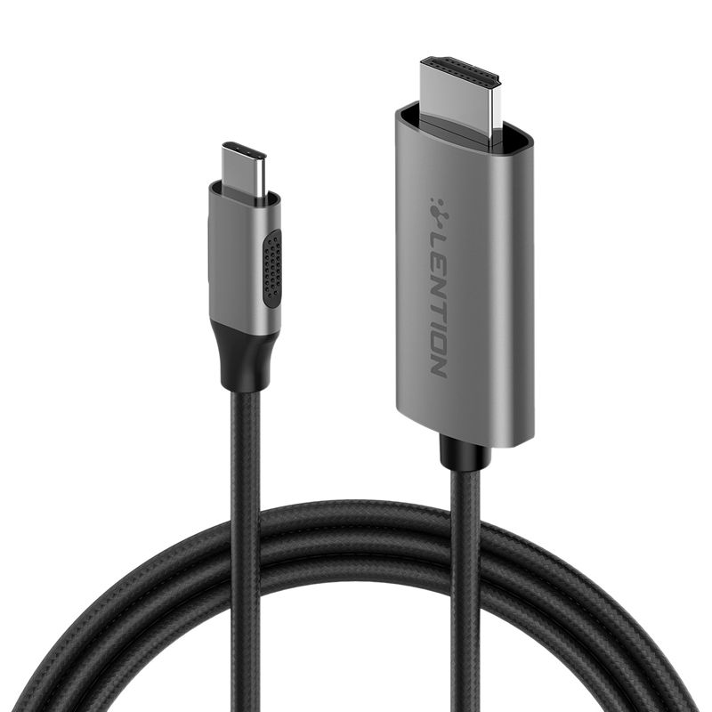 LENTION CU707H-3M Type-C to HDMI 4K 60Hz Male HD Adapter Cable Single Chip Braided Network Cable Plug and Play Gray
