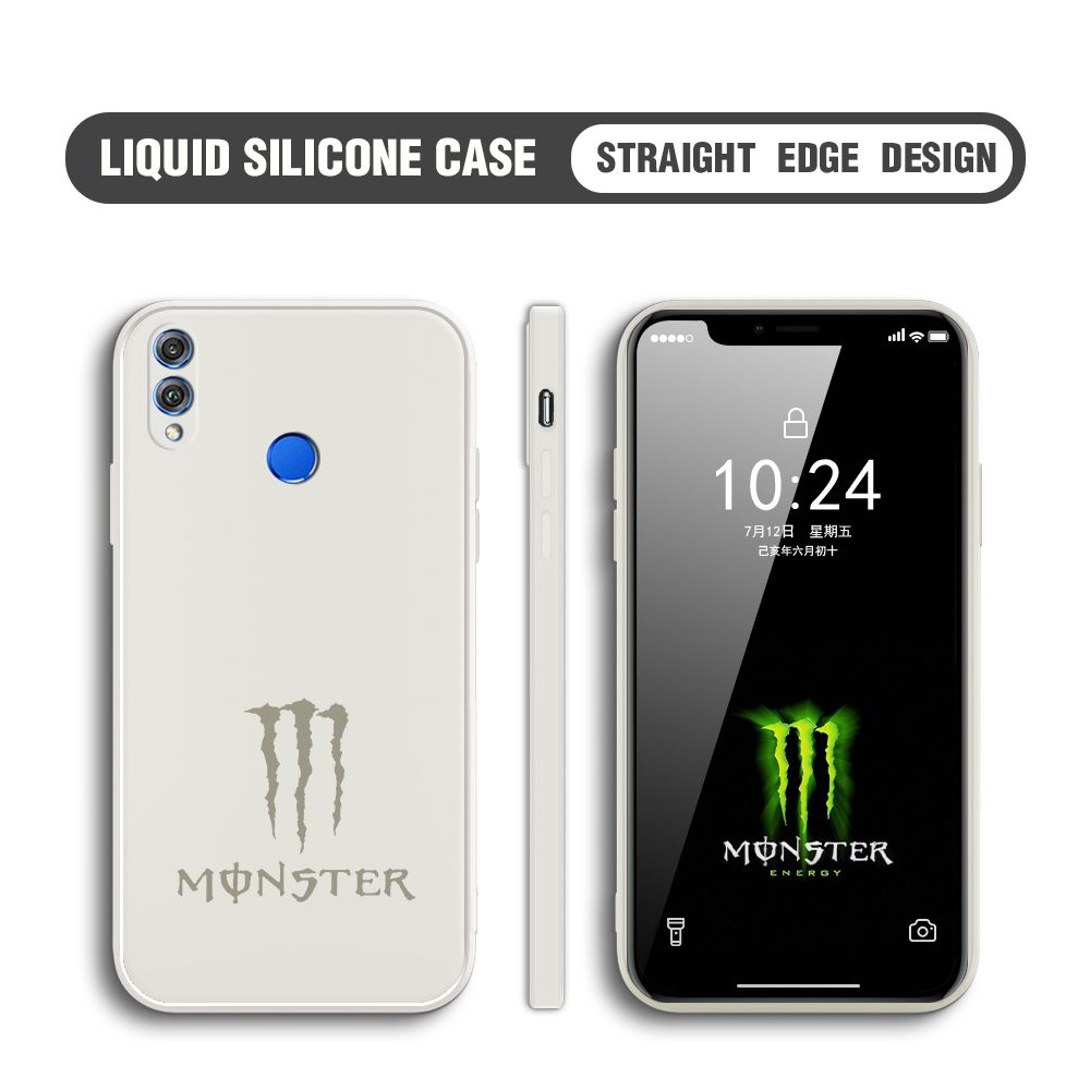 Hontinga for Honor 8X Case Fashion Monster Energy Silicone Square Edge Phone Cases Full Cover Camera Shockproof Protection Rubber Case