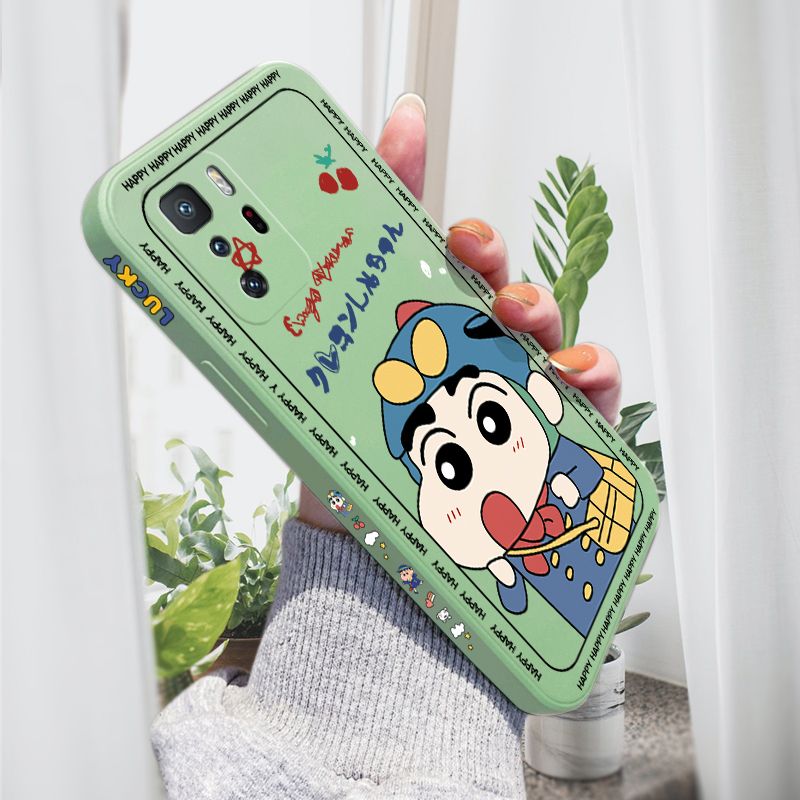 AMORVOR for Xiaomi Poco X3 GT Back Cover Cartoon Shin-chan Action Kamen Side design Soft Case Liquid Silicone Phone Cases