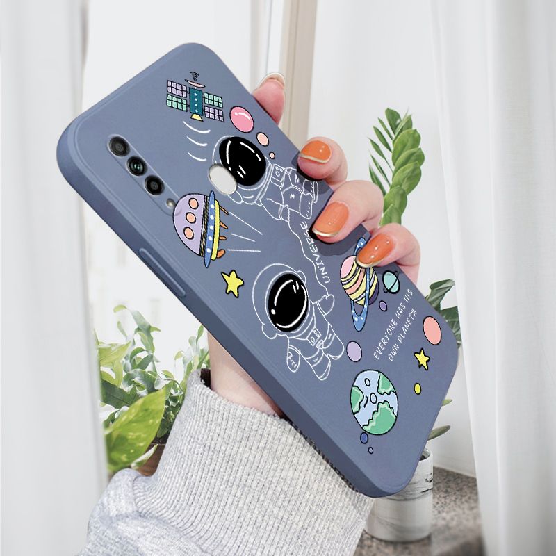 AMORVOR for OPPO A31 2020 Back Cover Cartoon Cute Astronaut Side design Soft Case Liquid Silicone Phone Cases