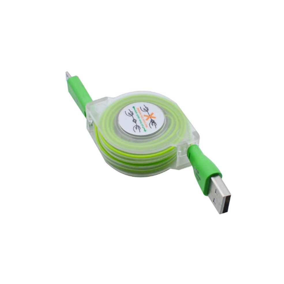 LED Micro USB2.0 Charger Portable Smart Phone Data Cable Telescopic Date Cable
