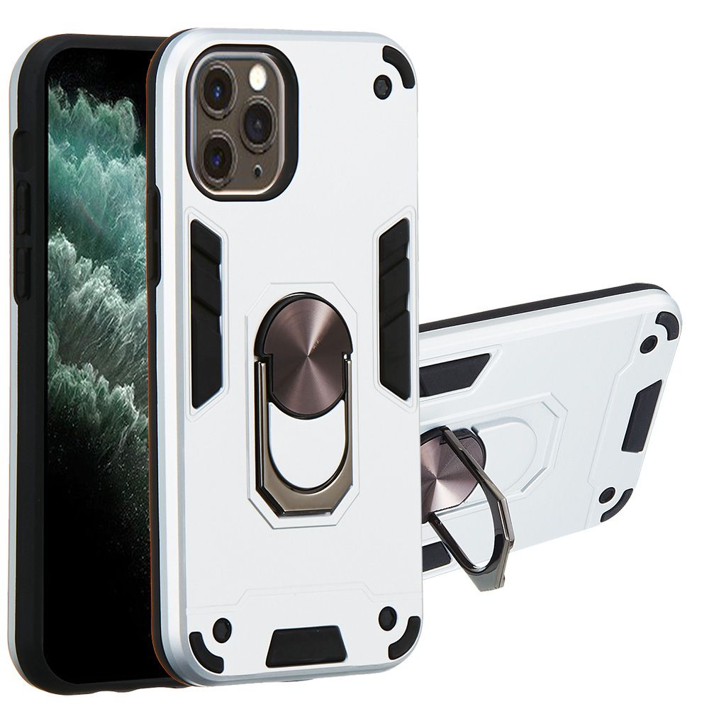 For iPhone 11 Pro Double-layer Warframe Series with 360 Degree Rotating Ring Ruggedized Shock Protective Case