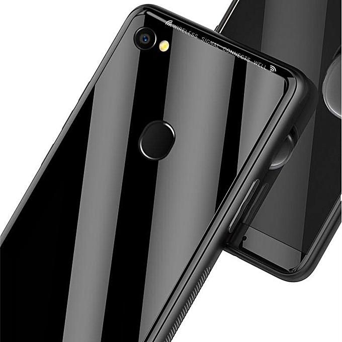 Oppo F5 -  clear Glass Case Phone Back Cover black