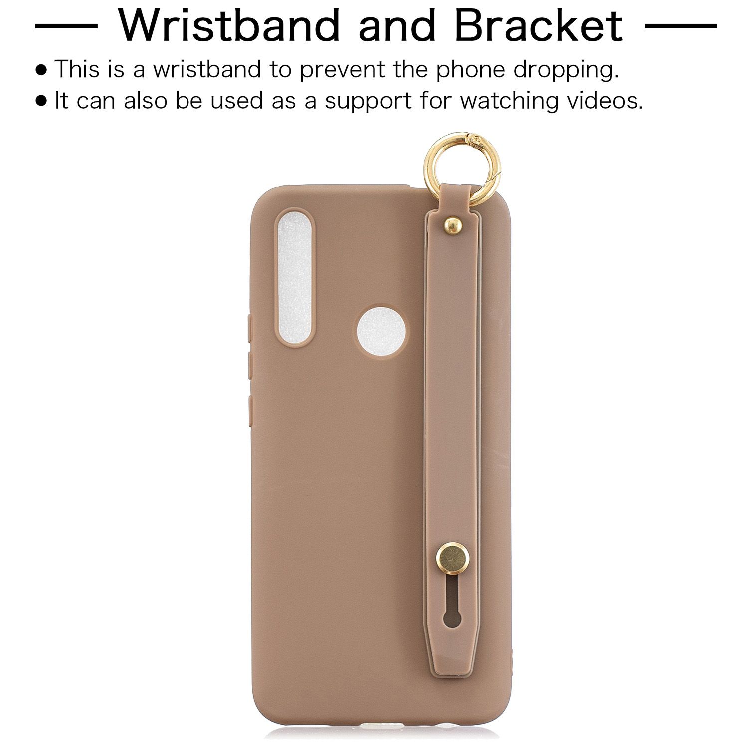 Yfashion For HUAWEI P Smart Z ple Solid Color c Wrist Rope Bracket Matte PU Anti-scratch Non-slip Protective Cover Back Case