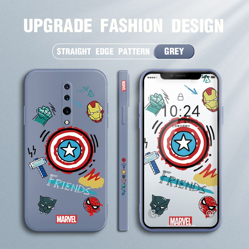 Jizetin for OnePlus 7 Pro Back Cover Hero Props Side Design Liquid Silicone Phone Case Soft Full Camera Protect Phone Cases
