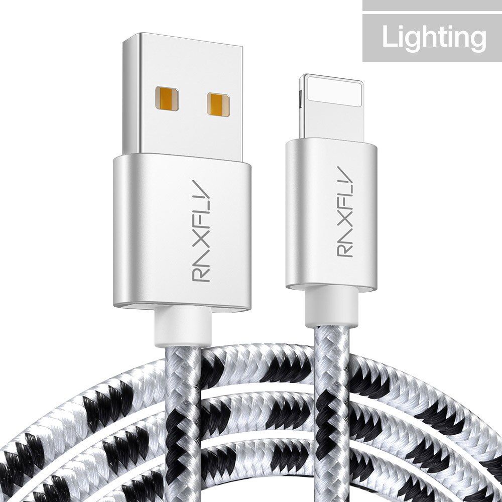 RAXFLY 50CM 2A USB Fast Charging Cable For iPhone 12 11 SE 7 8 Plus X XS Max XR Braid Charge Phone USB Data Cable For iPad 8