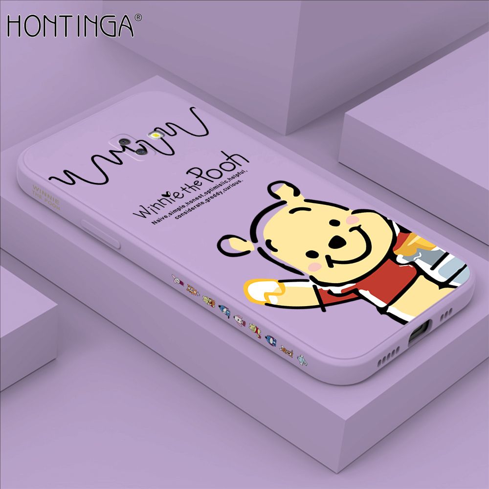 Hontinga for Samsung J6 Plus 2018 Case Side Design Hello Little Bear Back Cover Soft Square Edge Pattern Liquid Silicone Trend Phone Cases
