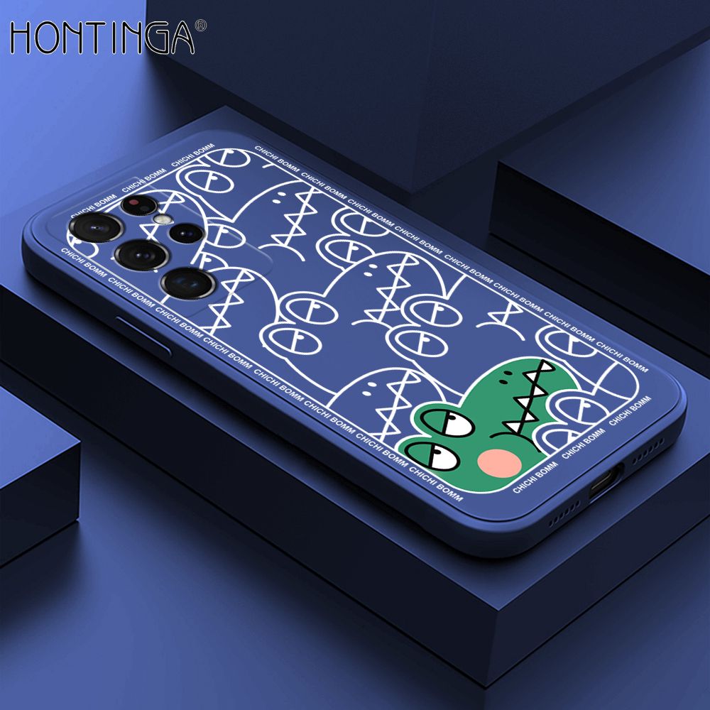 Hontinga for Samsung S21 Ultra 5G Case Cartoon Crocodile Alligator Phone Case Phone Case Soft Square Edge Silicone Cases Full Lens Cover Shockproof Protection Cover