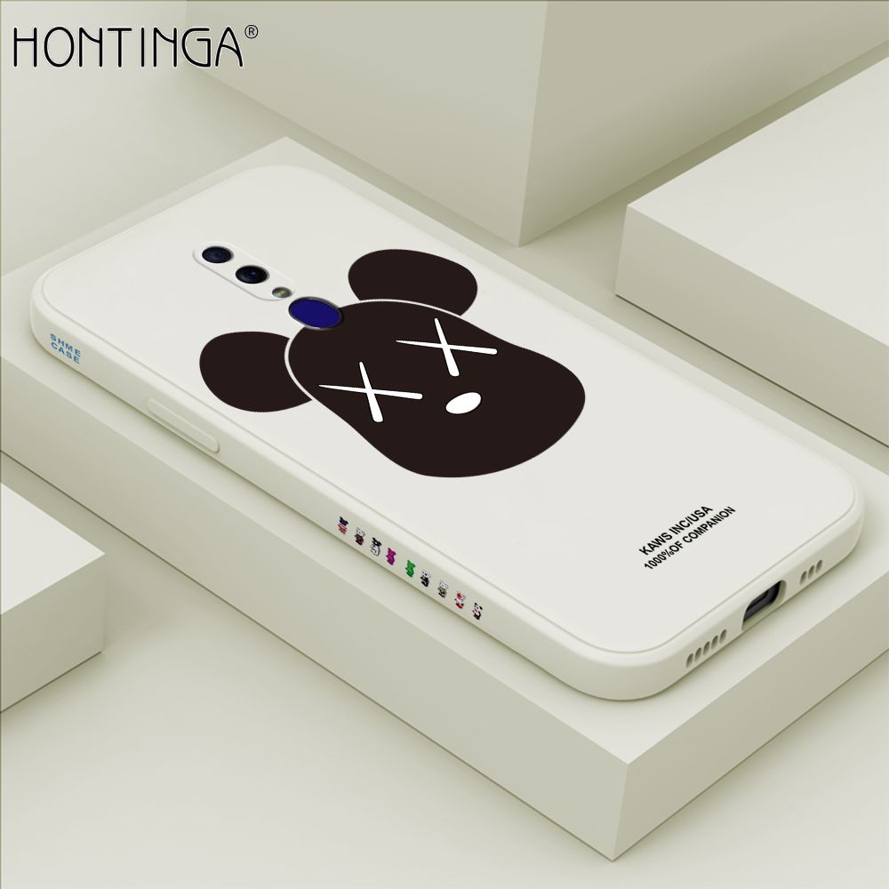 Hontinga for OPPO F11 Case Side Design Violent Bear Head Back Cover Soft Square Edge Pattern Liquid Silicone Trend Phone Cases