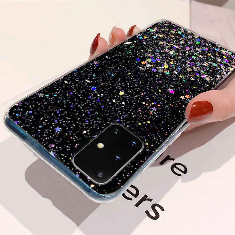 Phone Back Cover For Samsung Galaxy M51 Glitter Silicone Soft Phone Cases Starry Sky String Glitter Transparent Space Stars Moon Samsung M51 case