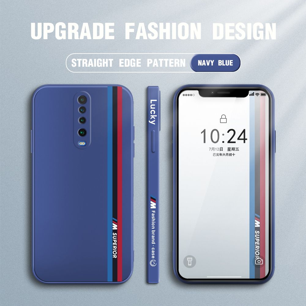 Jizetin for Xiaomi Poco X2 / Redmi K30 Back Cover Simple Graffiti Track Side Design Liquid Silicone Phone Case Soft Full Camera Protect Phone Cases
